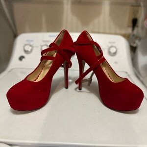 Red velvet stilettos